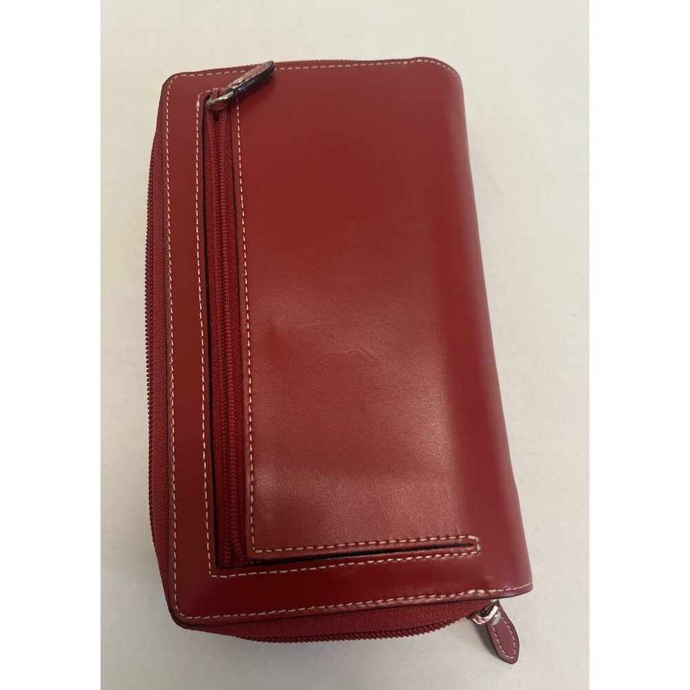 LODIS Women's Premier Leather Audrey Trifold Clutch Wallet Red - Picture 2 of 12
